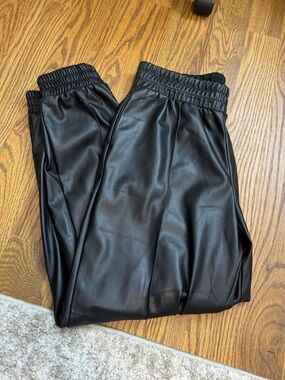 Express Black Faux Leather Jogger Pants